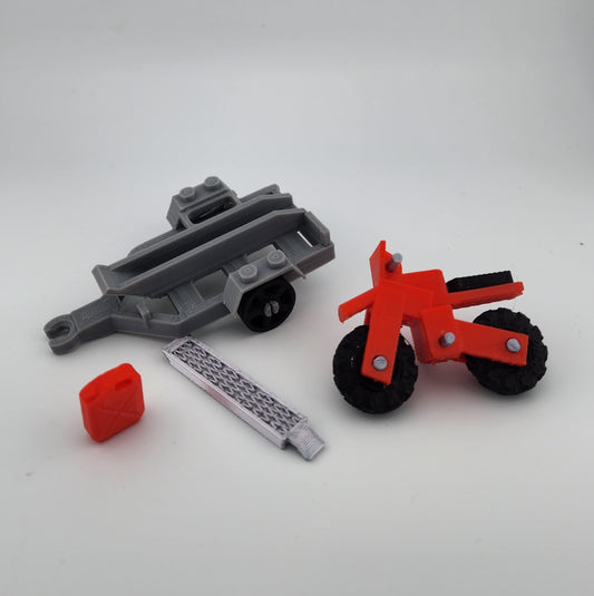 Mini trailer and dirtbike (red)